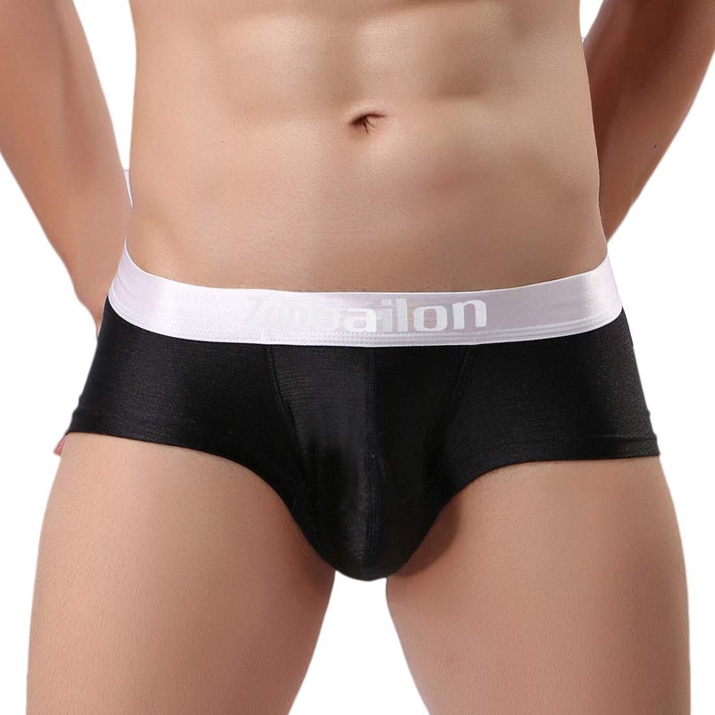 ZONBAILON Men's Sexy Bulge Pouch Underwear Low Rise Trunks Short Leg Boxer Briefs (Black, M (waist 32"-34")) - Image 1